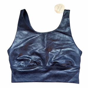 Aerie Faux Leather Athletic Workout Crackle Black Sports Bra NWT XS
